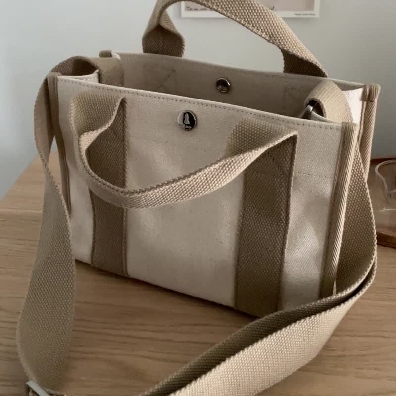 The Ally from Korea | MINI LUNA BAG | Beige | 2ways Handbag Shoulder bag - Handbags & Totes - Cotton & Hemp Khaki