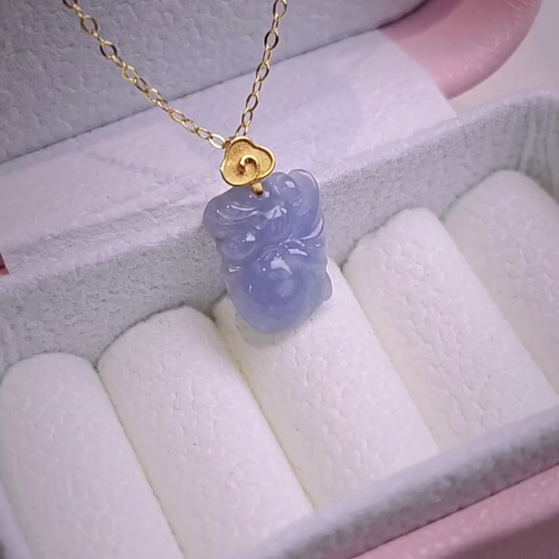貴人•桃花•貴氣|18k真金濃紅紫小天使仙子|緬甸A貨翡翠吊墜 - 項鍊 - 玉石 