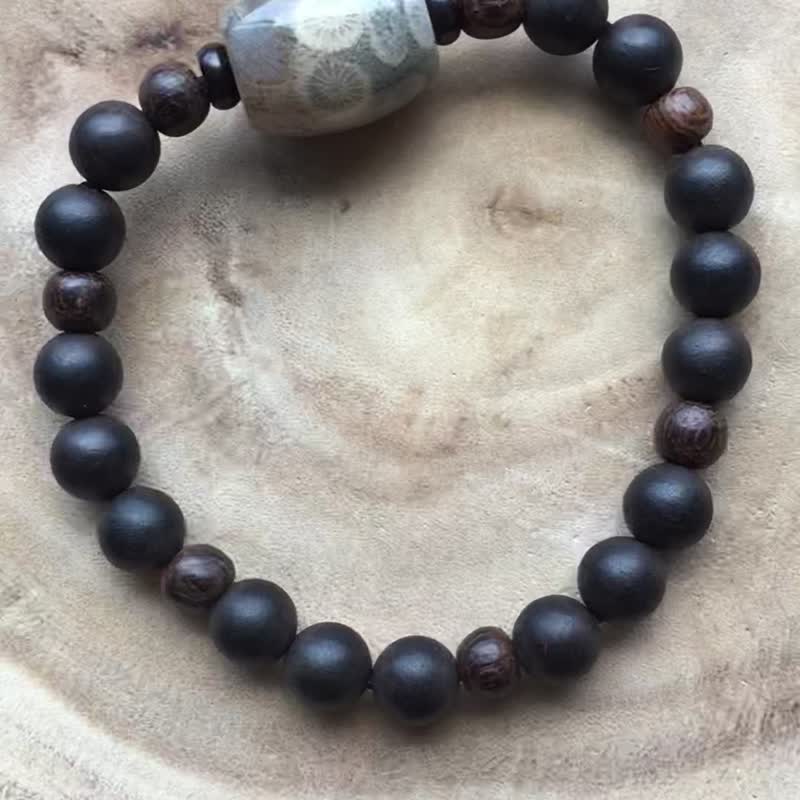 Men's Gemstone Spiritual Bracelet with Fossilized Coral