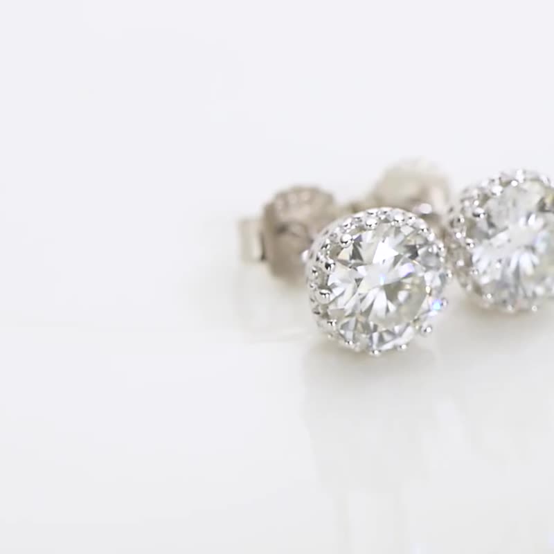 1 carat moissanite diamond earrings - Earrings & Clip-ons - Diamond 