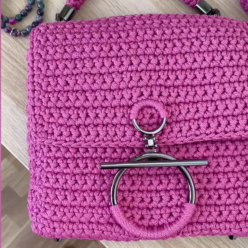 編織說明書電子檔 Crochet handbag with lining Shoulder crossbody bag Digital tutorial PDF - 手工藝教學/工具書 - 其他材質 