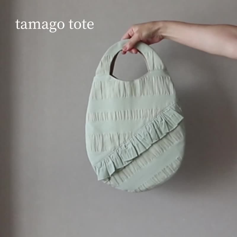 Limited quantity (tamago totesage green) convenient for going out for a while - Handbags & Totes - Cotton & Hemp Green