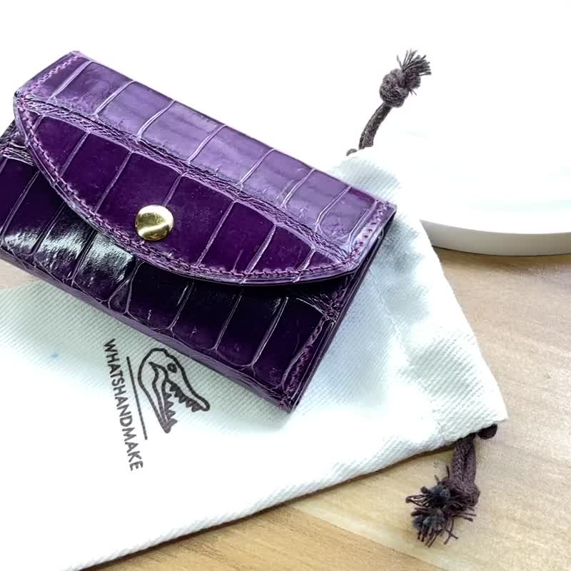 French material glossy crocodile leather handmade key bag - กระเป๋าสตางค์ - หนังแท้ หลากหลายสี