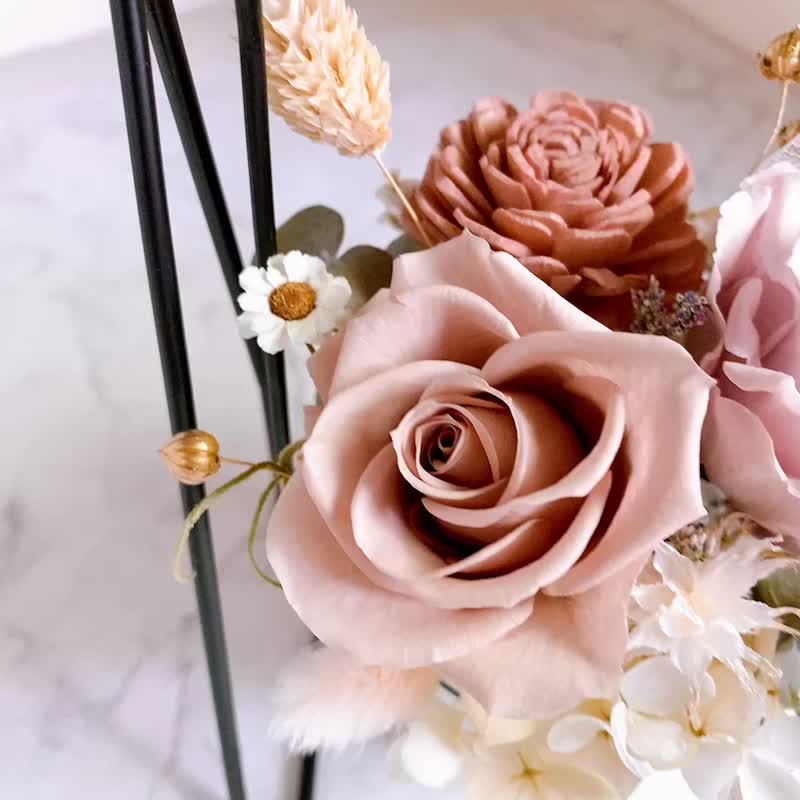 Preserved Flowers Dried Flowers Grand Opening Nail Salon Housewarming Promotion Business Opening Wedding Anniversary - ช่อดอกไม้แห้ง - พืช/ดอกไม้ สีกากี