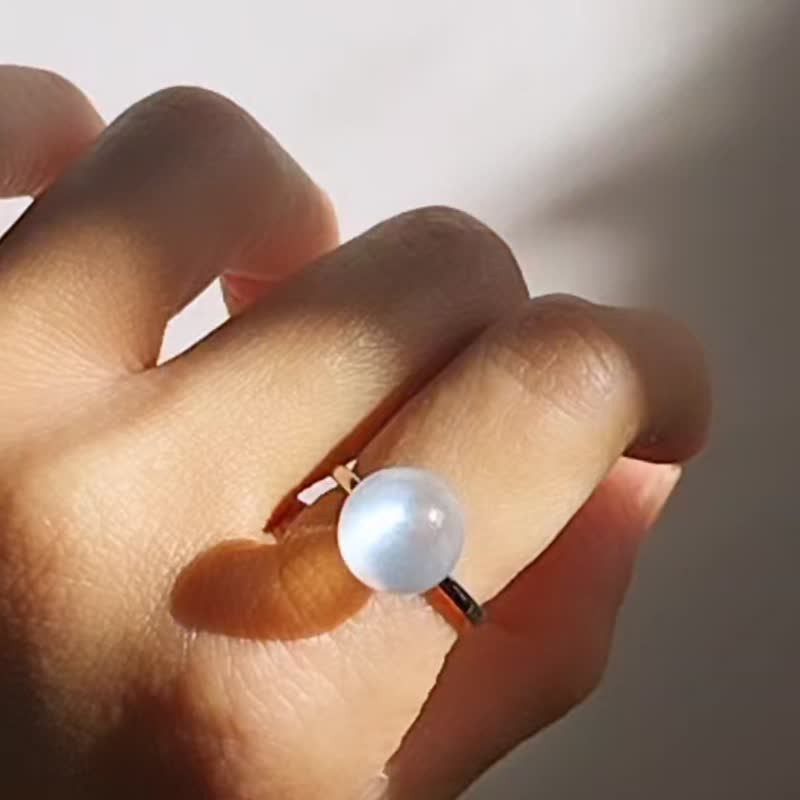 925 sterling silver 10-11mm moonstone ring CANDY RING - no limit on body size - General Rings - Semi-Precious Stones White