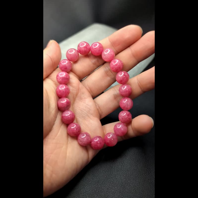 [Customized Products] Rhodonite Sakura Rain Jade 7-13mm Rhodonite Bracelet Natural - Bracelets - Crystal Blue