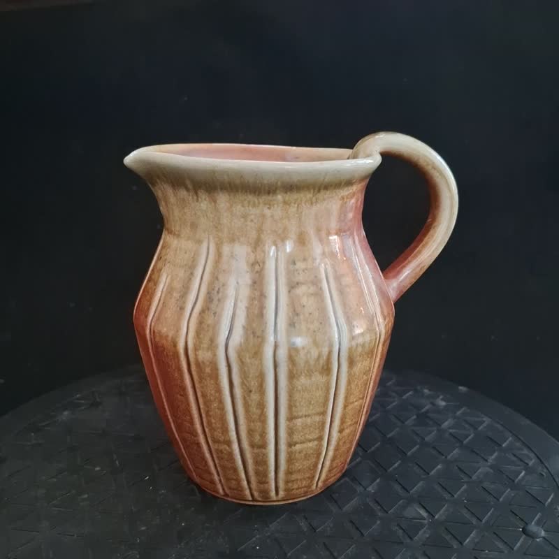 柴燒刻紋個性茶海公道杯咖啡壼 - 茶壺/茶杯/茶具 - 陶 