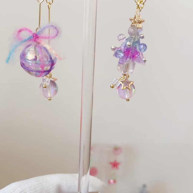 聖誕特別版幻彩聖誕樹、耳環、耳夾 - 耳環/耳夾/耳骨夾 - 樹脂 多色