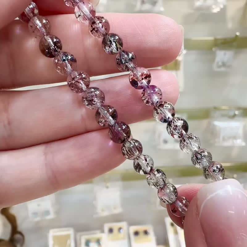 天然精品毒液彼岸花透彩超七水晶5mm6.62g三輪骨幹高頻水晶 - 手鍊/手環 - 水晶 多色