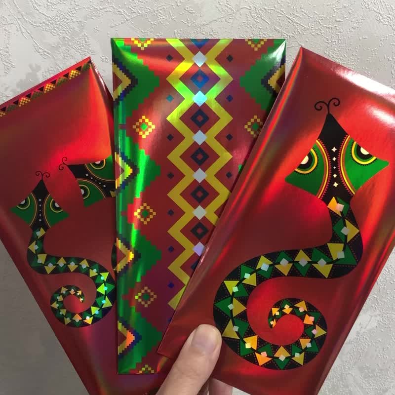 [Your Guardian Snake] 2025 Hundred-Step Snake Tribe Art Red Packet Set (6 pieces) - ถุงอั่งเปา/ตุ้ยเลี้ยง - กระดาษ สีแดง