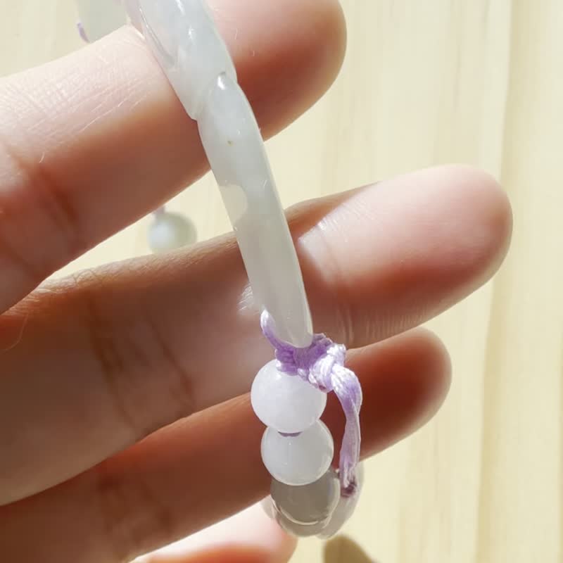Handmade Jade Bracelet - Lavender Green Bow Semi-Bangle Bracelet - 手鍊/手環 - 玉石 紫色