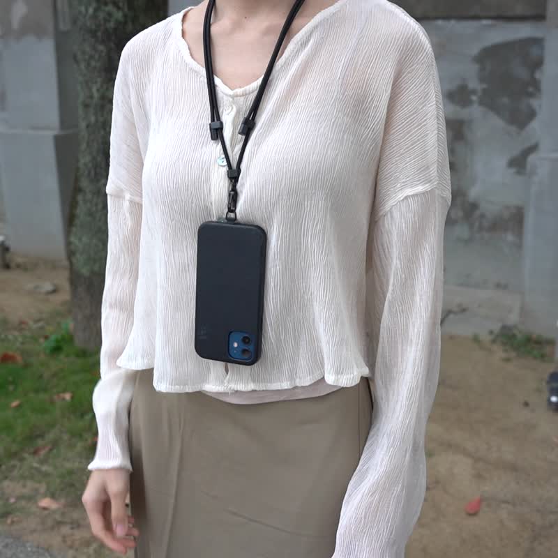 Mobile phone magnetic lanyard, halter neck, crossbody fast conversion - อุปกรณ์เสริมอื่น ๆ - ไนลอน สีดำ