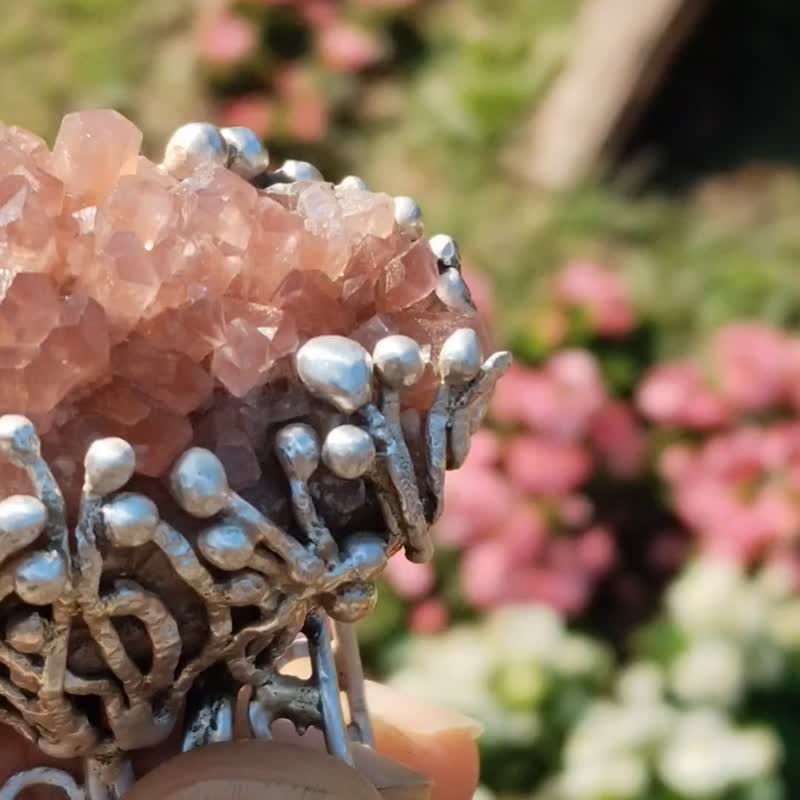 鈷方解石原礦手工銀戒純銀戒指 ~ I ~Cobaltocalcite Silver Ring - 戒指 - 純銀 