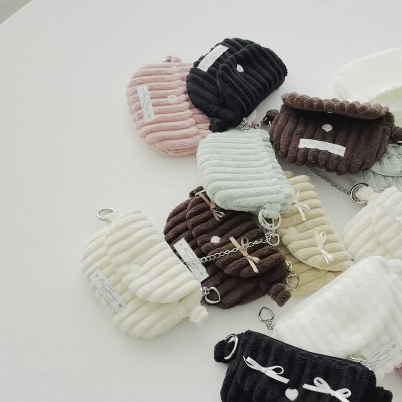 溫暖燈芯絨 基本款 _ 巧克力棕 - 錢包/皮夾/長短夾 - 棉．麻 咖啡色