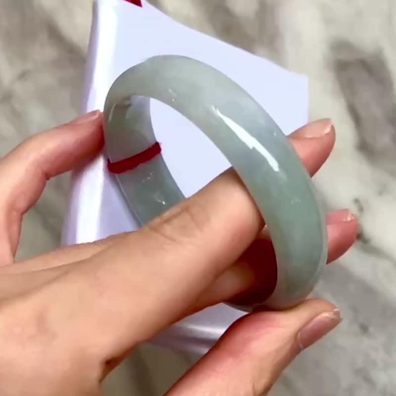 冰種 天然翡翠 緬甸 A玉 玉鐲 • 冰種紫藍翡翠福鐲 - 手鍊/手環 - 石頭 藍色