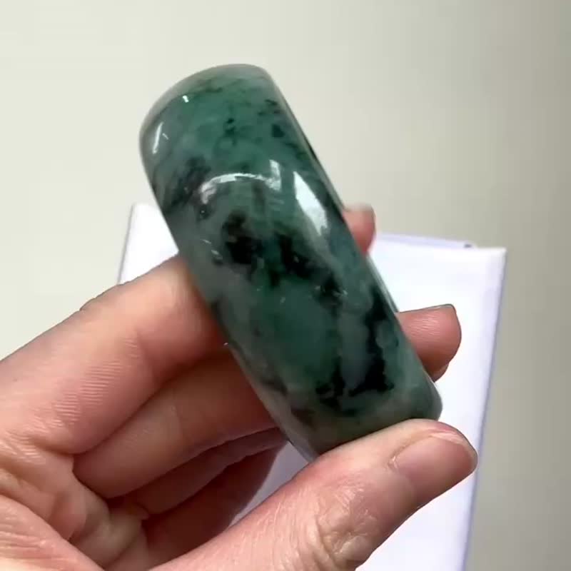 Ice species natural jadeite Myanmar A jade bracelet • Ice species blue flower Houzhuang jadeite blessing bracelet - สร้อยข้อมือ - หยก สีน้ำเงิน