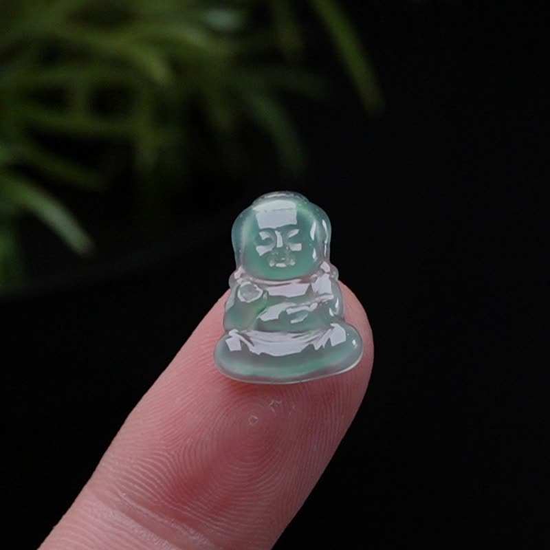 冰種藍水翡翠寶寶佛 | 裸石 | 天然翡翠A貨 | 送禮 - 吊飾/掛飾 - 玉石 藍色