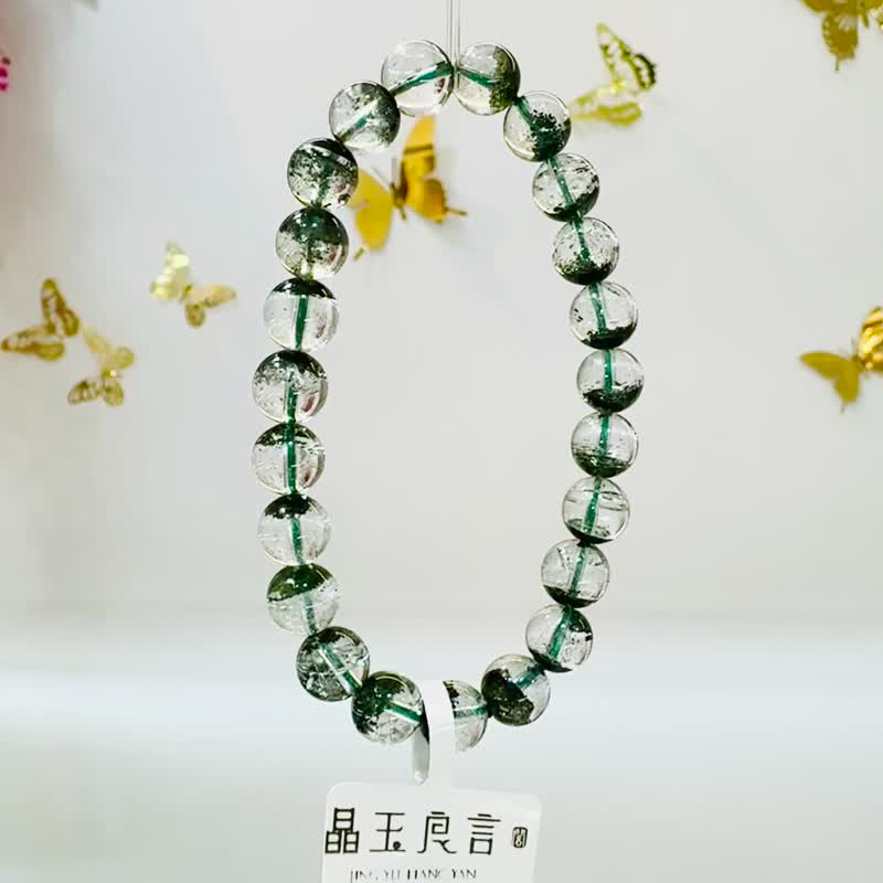 小資本玻璃體招財半盆綠幽靈水晶8mm17.36g主正財事業貴人助 - 手鍊/手環 - 水晶 綠色