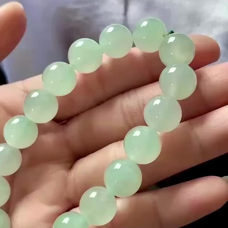 冰種翡翠天然翡翠 A玉 玉珠 玉鏈手鏈 • 冰種晴水翡翠手串 - 手鍊/手環 - 玉石 綠色