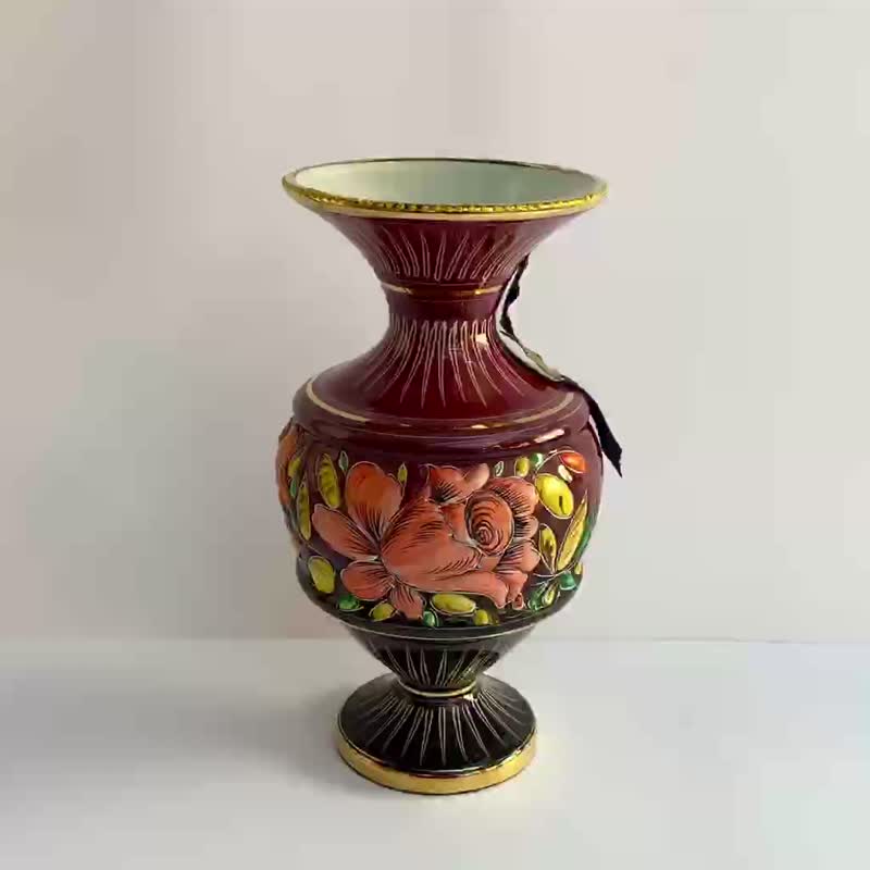 比利時 1950 年代陶瓷復古花瓶 H. Bequet - 壁貼/牆壁裝飾 - 陶 多色