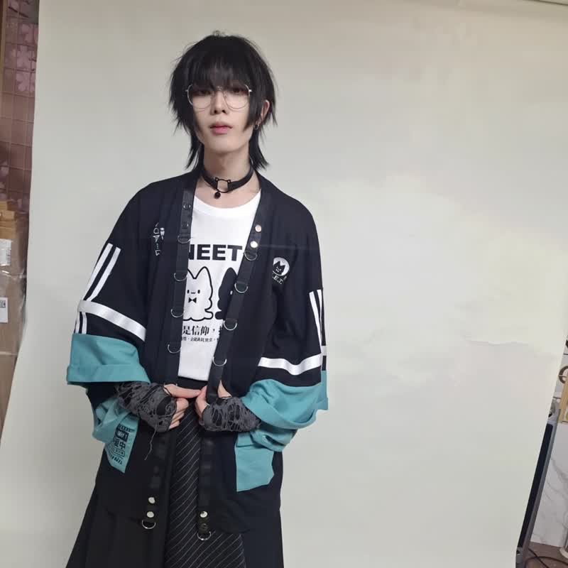 原創宅戰鬥貓NEET自宅警備員織帶造型刺繡應援羽織外套【JJ2544 - 男夾克/外套 - 棉．麻 