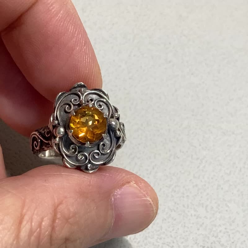 天然 黃水晶 尼泊爾 手工製 925純銀 - 戒指 - 水晶 
