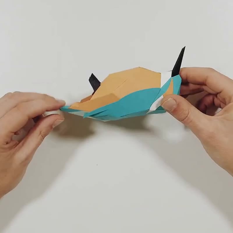 Plego DIY Handmade Paper Model Material Pack Kingfisher Alcedo Atthis