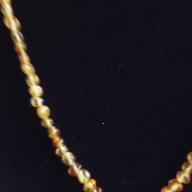 琥珀 天然無優化 植物珀吊墜 花珀項鍊 Amber Necklace 非二代琥 - 項鍊 - 半寶石 金色