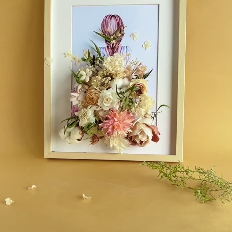 Looking forward to good things-Eternal dry floral framed painting - Dried Flowers & Bouquets - Plants & Flowers Multicolor