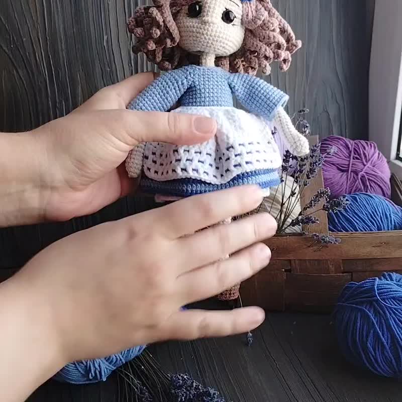 Cute doll in a dress and vest crochet pattern. Amigurumi doll - 手工藝教學/工具書 - 其他材質 