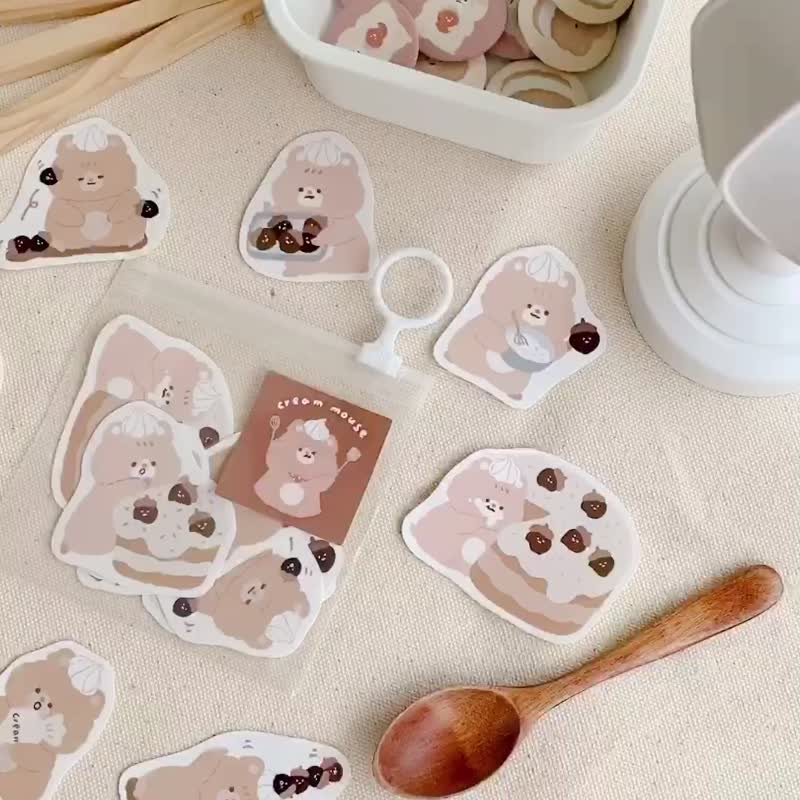 Buttercream Chestnut Cake Sticker Set - Stickers - Paper Brown