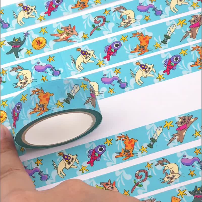 วาชิเทป Cat Parade Washi tape ลายแมวสุดน่ารัก สไตล์แฟนตาซี - มาสกิ้งเทป - กระดาษ หลากหลายสี