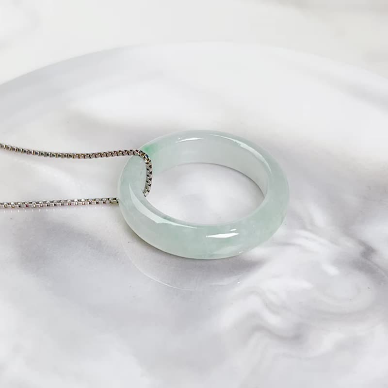 Frozen Green Flower Jadeite Ring Pendant | Natural A Jadeite | Gift - Charms - Jade Transparent