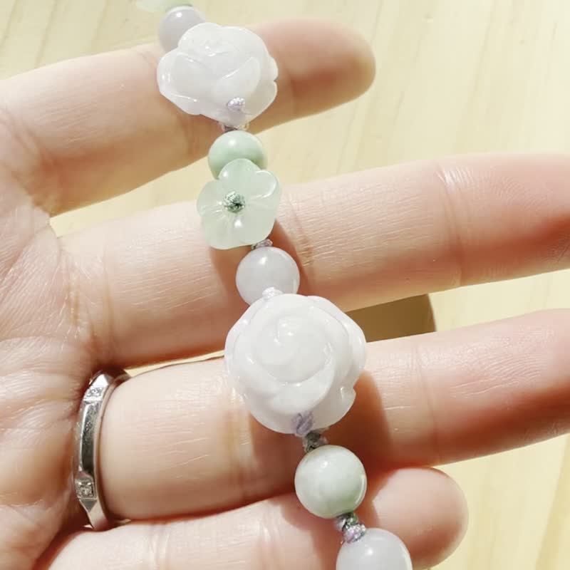 Handmade Jade Bracelet - Lavender Green Rose Bracelet - 手鍊/手環 - 玉石 紫色