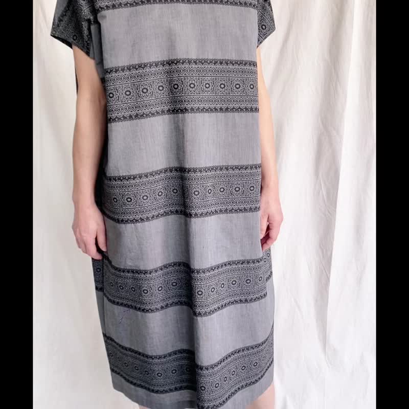 Ethnic pattern jacquard dress dress - Shop BUFU zen of city One