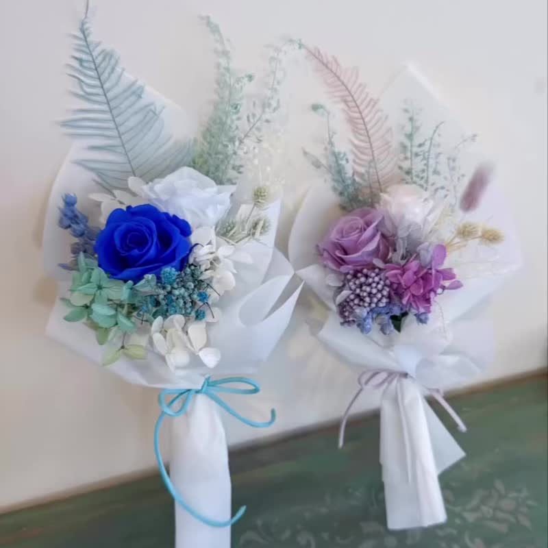 Everlasting Rose Small Bouquet Valentine's Day Congratulations Gift - Dried Flowers & Bouquets - Plants & Flowers Blue