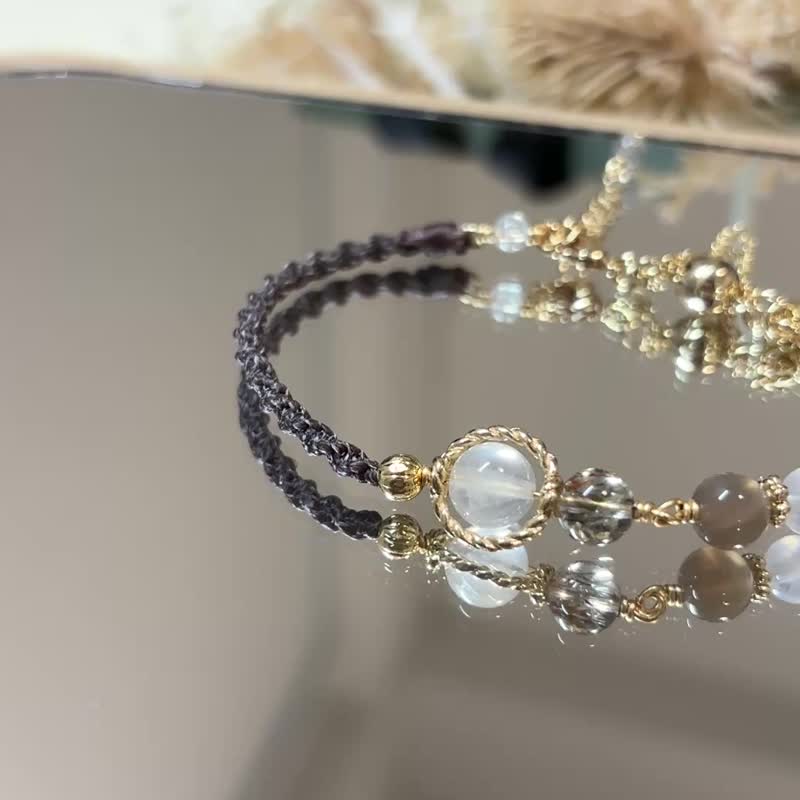 月光石*黑金超七*黑金骨幹_時間的沙漏 - 手鍊/手環 - 水晶 卡其色