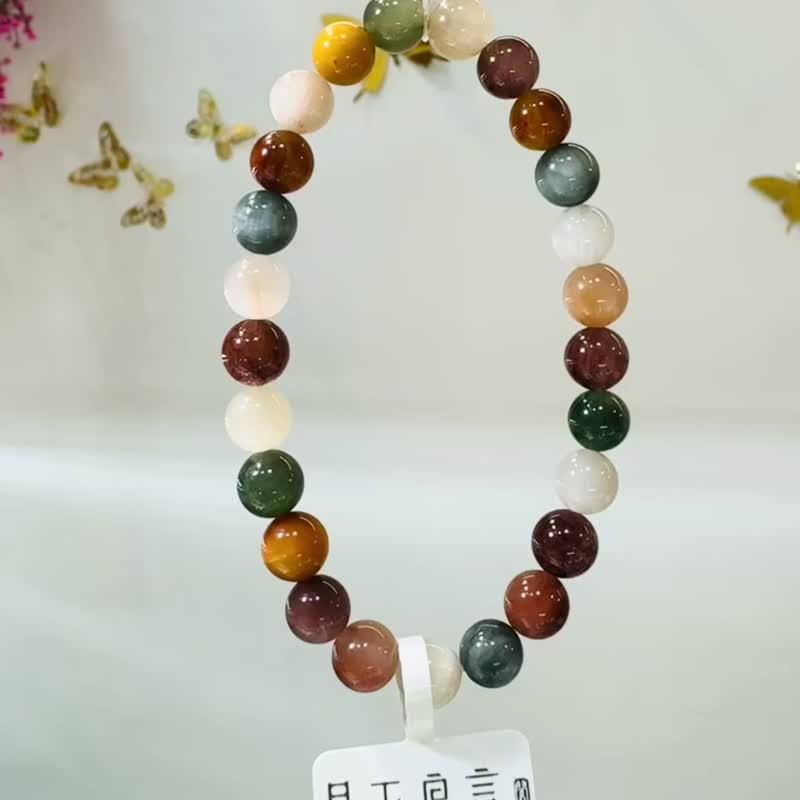 小資本 瑞々しいカラフルラビットヘアールチルクォーツ 7.5mm 14.95g 豊かな毛並み、なめらかな質感、強い輝き、ポジティブで積極的なエネルギー、ネガティブなものから遠ざける - ブレスレット - クリスタル 多色