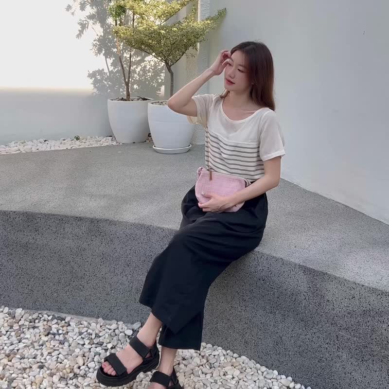 Sweet Summer Cotton T-Shirt Brown color - 女上衣/長袖上衣 - 棉．麻 咖啡色