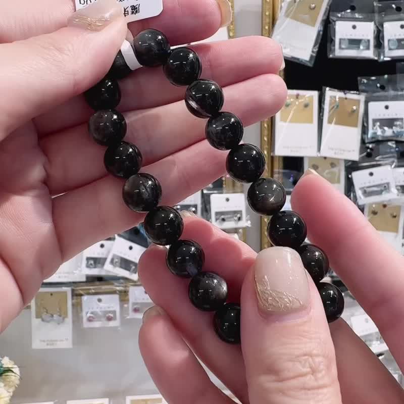 星空魔鬼海藍寶10mm29.90g高光金屬光澤冥想水晶首選釋放壓力 - 手鍊/手環 - 水晶 藍色