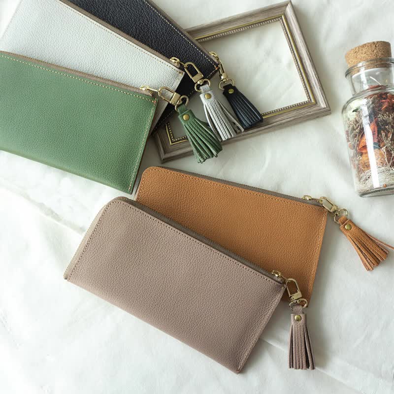 長財布 【 シュリンクレザー 】L字ファスナー 姫路レザー 本革