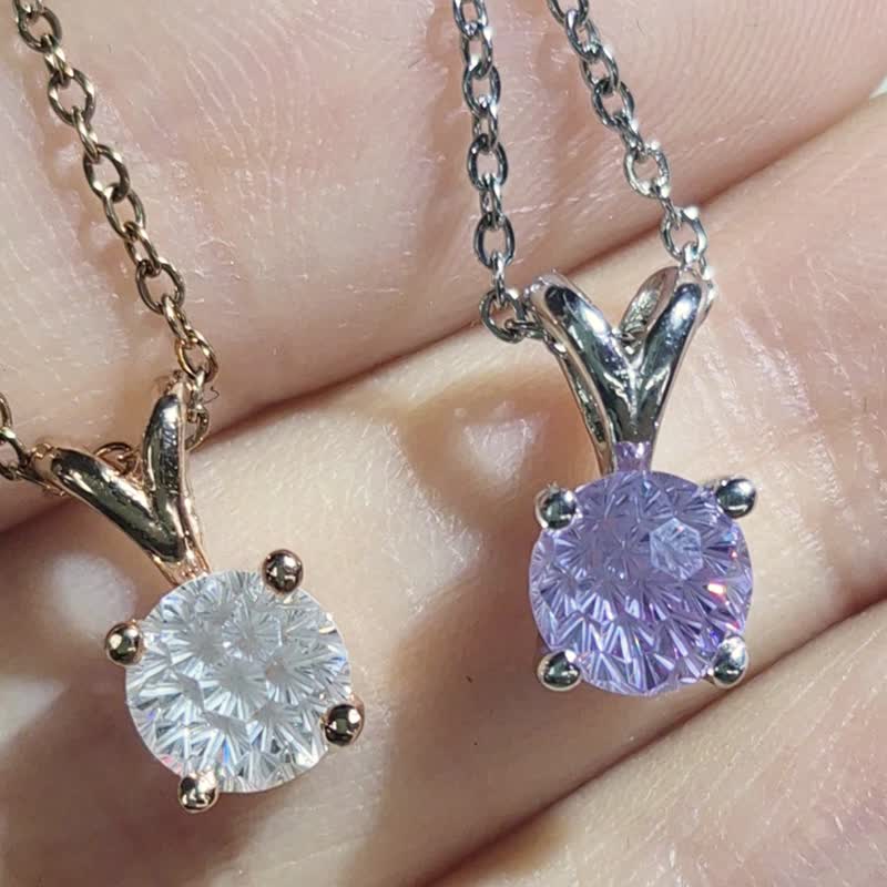【比法一生】純銀墜子-雪花鑽  925純銀手作銀飾 - 項鍊 - 銀 紫色