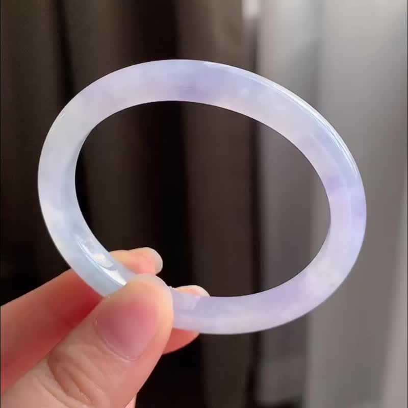 冰種翡翠天然翡翠玉鐲 A玉手鐲玉鈪 • 冰種紫羅蘭翡翠貴妃鐲 - 手鍊/手環 - 玉石 紫色