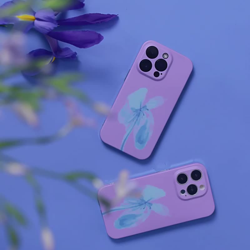 原創 插畫鳶尾iPhone全包手機殼 - 手機殼/手機套 - 矽膠 多色