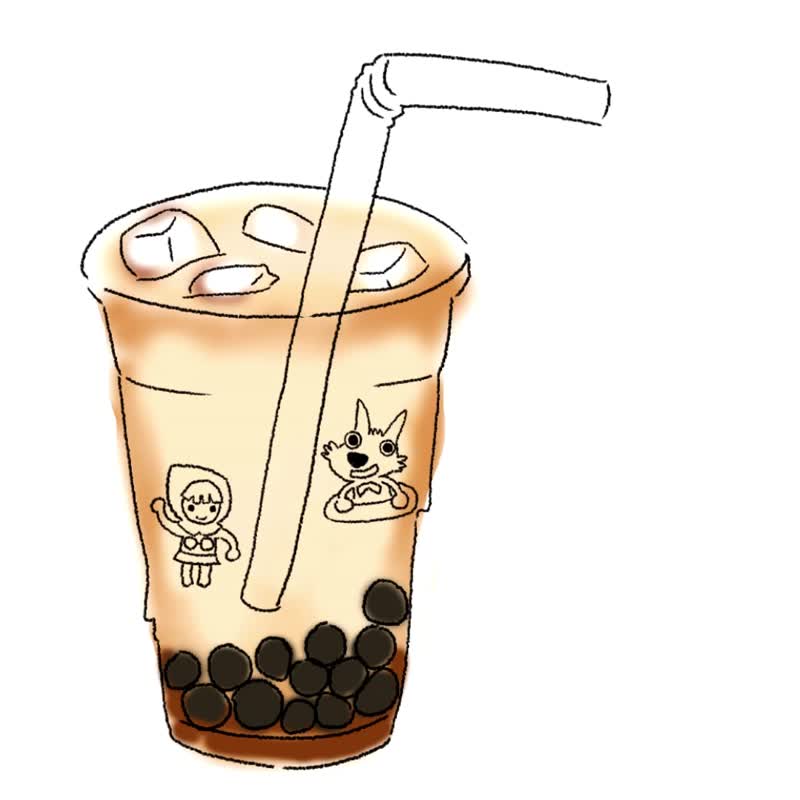 獨家設計珍珠奶茶 印花布 純棉 防潑水零錢包 長夾 女鞋 - 零錢包/小錢包 - 棉．麻 卡其色