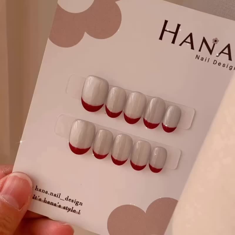 Hana手作-純手工穿戴甲/法式貓眼/氣質款 - 指甲油/指甲貼 - 其他材質 銀色