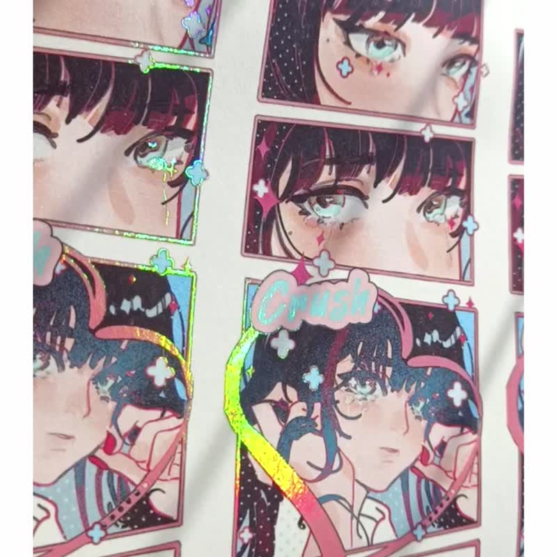 星砂 少女の瞳 ゆらぐ 気持ち 漫畫風 PET 和紙膠帶 貝殼光 - 紙膠帶/和紙/PET - 其他材質 多色