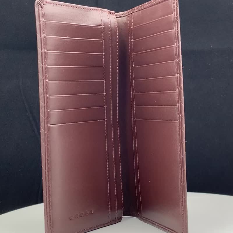 CROSS 限量1折 頂級小牛皮編織紋長夾 全新專櫃展示品 - 錢包/皮夾/長短夾 - 真皮 咖啡色