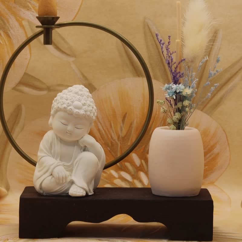 倒流香禪風小佛套組- 悟道 台灣原創 在地生產 附台灣製倒流香3顆 - 香氛/精油/擴香 - 其他材質 白色