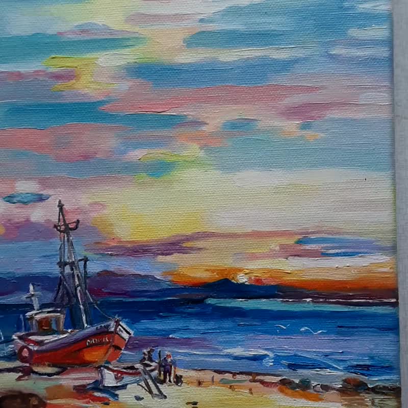 ヨット絵画オリジナルアート油絵壁の装飾油彩キャンバス